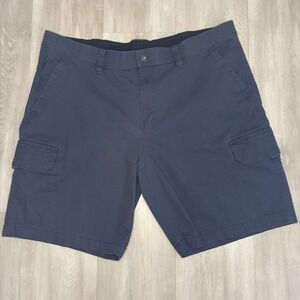 Copper & Oak Mens Navy Blue Ripstop Cargo Shorts Size 40 Stretch Cotton Blend